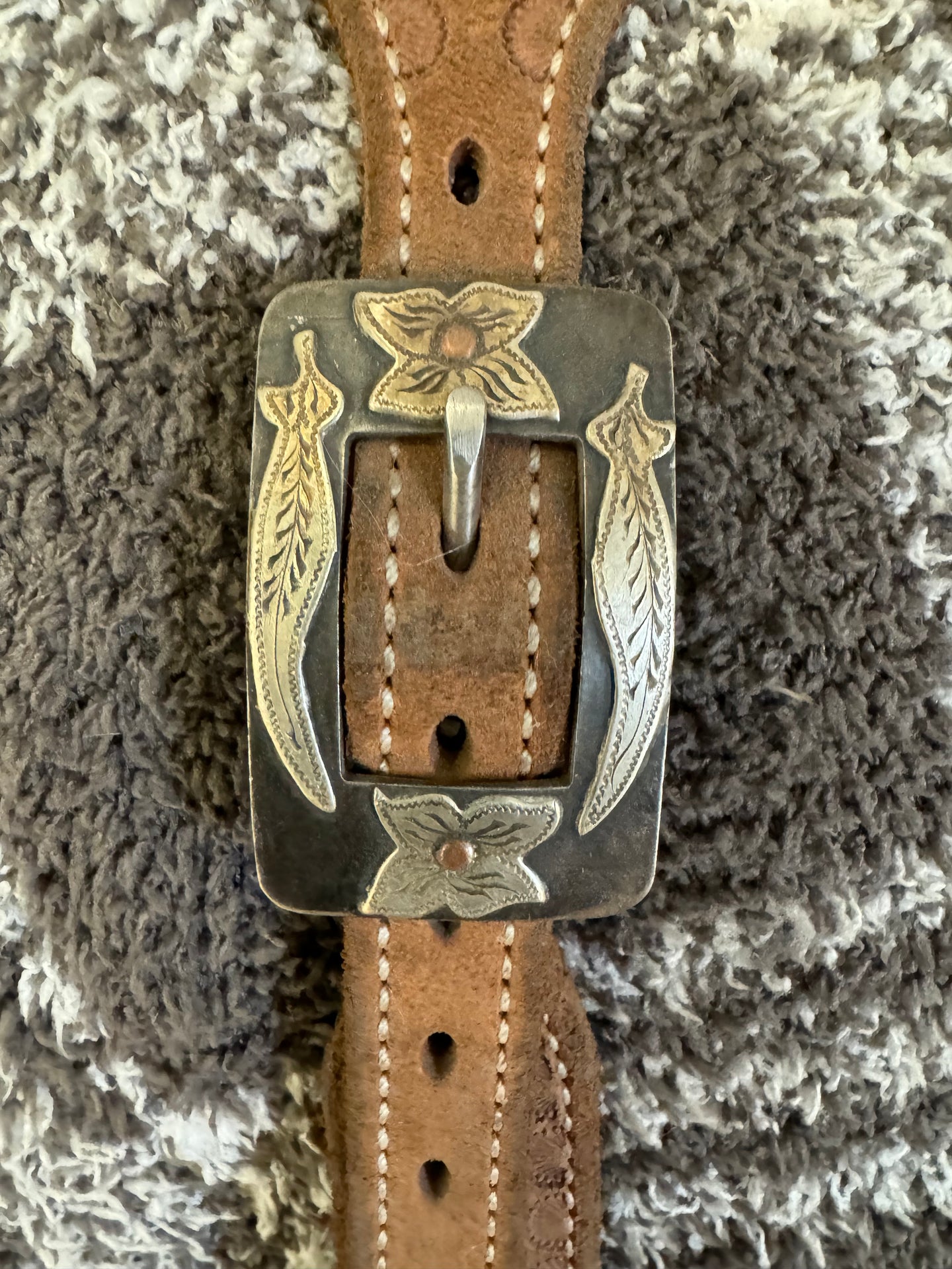 Stephen White Buckle on BB Cowboy Tack Leather