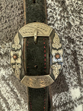 Load image into Gallery viewer, Emberson Buckle on JW Black Roughout with Red Buckstitch
